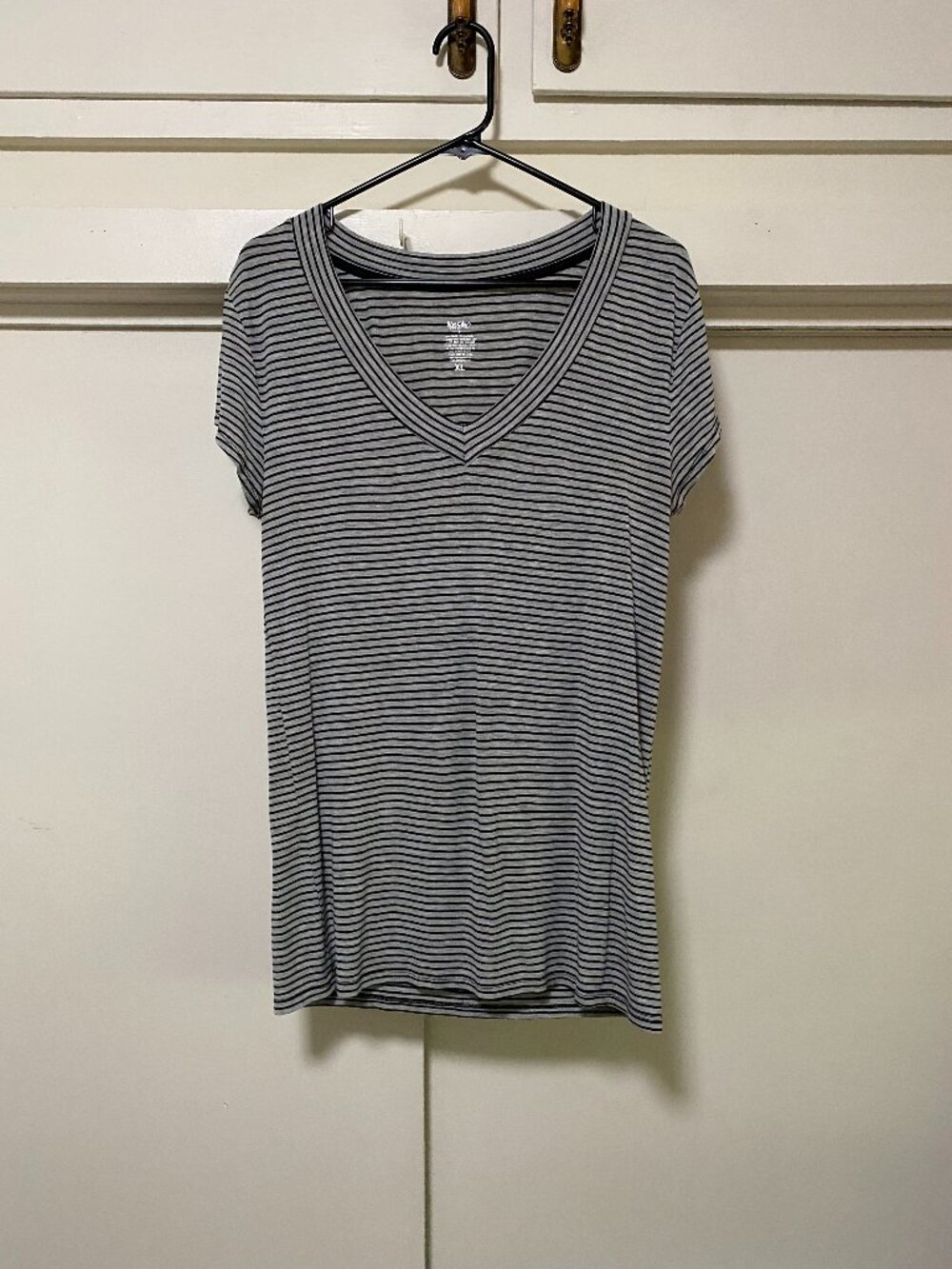 Mossino, short sleeve, black & white strip, tunic, size XL